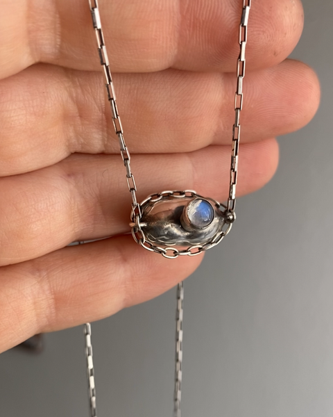Moonstone Chained-Heart Bottle Necklace