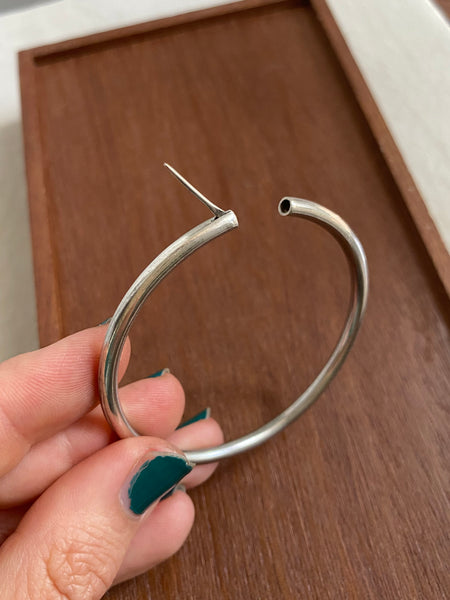 Vintage Everyday 2 1/4" Large Sterling Silver Hoops