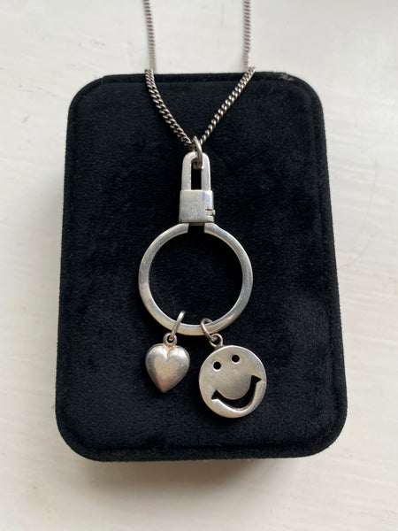 Vintage Sterling Collector Charm + Holder Necklace