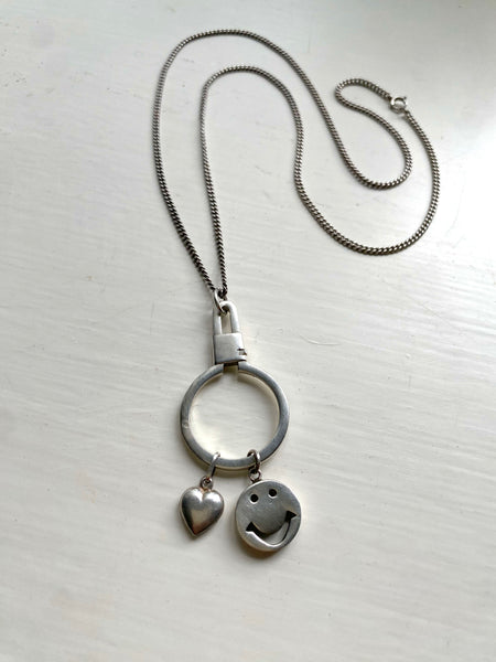 Vintage Sterling Collector Charm + Holder Necklace