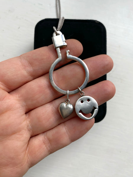 Vintage Sterling Collector Charm + Holder Necklace