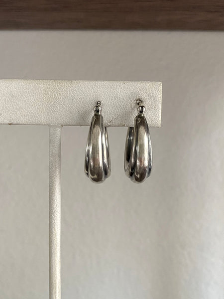 Vintage Sterling Silver Ripple Hoops