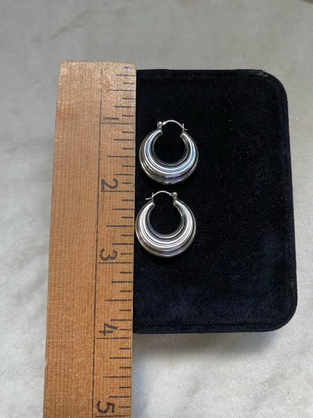 Vintage Sterling Silver Ripple Hoops
