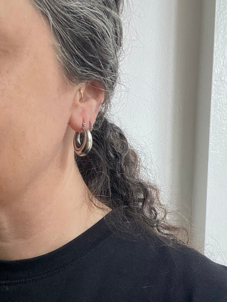 Vintage Sterling Silver Ripple Hoops