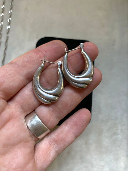 Vintage Sterling Flow Hoops