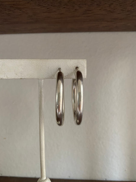 Vintage Sterling Silver Oval Tube Hoops