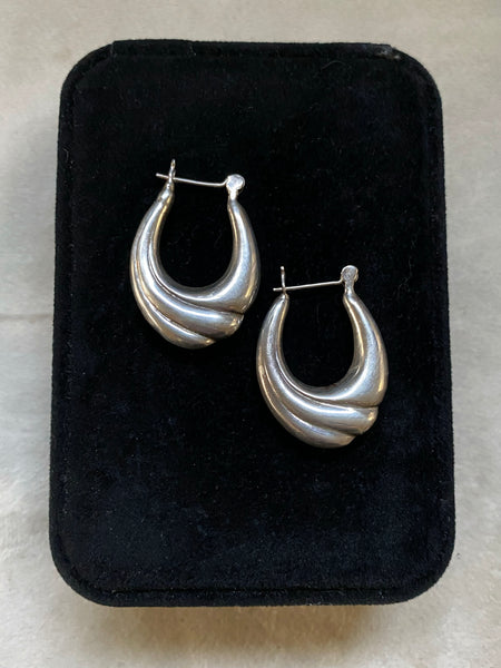 Vintage Sterling Flow Hoops