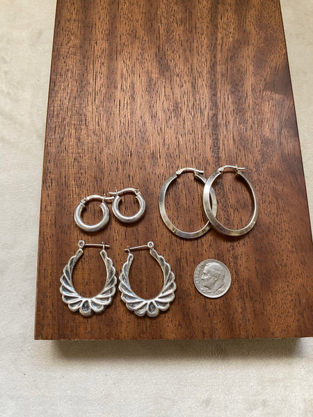 Vintage Beveled Edge Hoop Earrings