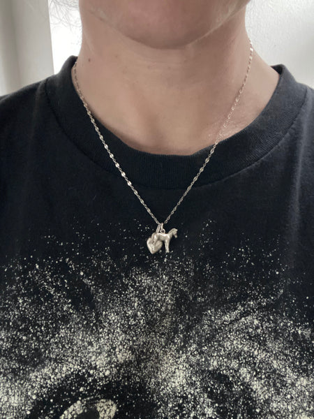 OOAK Vintage Sterling Silver Horsie Charm Necklace