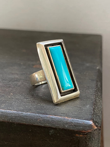 OOAK Kingman Turquoise Portal Ring 7
