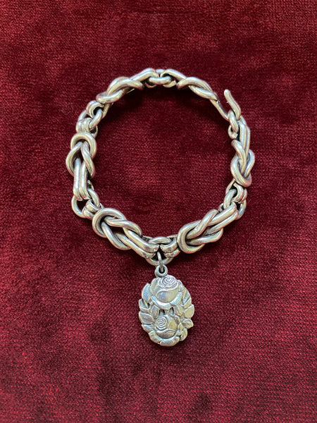 Vintage Taxco Sterling Heavy Hand-Forged Knotted Links Bracelet