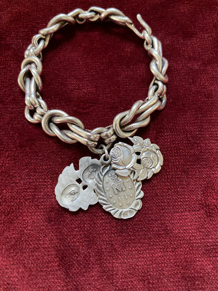 Vintage Taxco Sterling Heavy Hand-Forged Knotted Links Bracelet