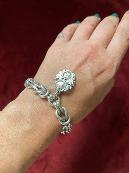 Vintage Taxco Sterling Heavy Hand-Forged Knotted Links Bracelet