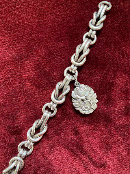 Vintage Taxco Sterling Heavy Hand-Forged Knotted Links Bracelet