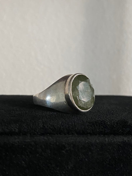 Vintage Sterling Labradorite Signet Ring Sz 10