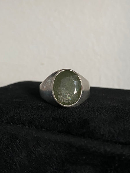 Vintage Sterling Labradorite Signet Ring Sz 10