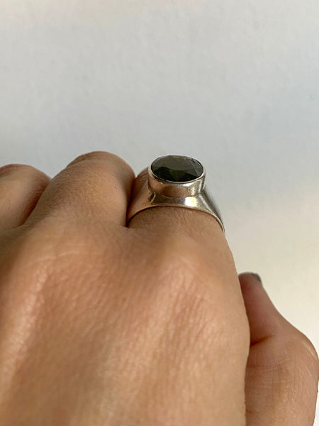 Vintage Sterling Labradorite Signet Ring Sz 10
