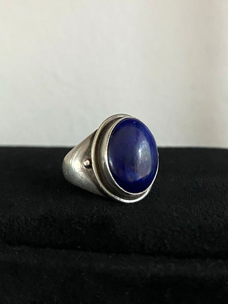 Vintage Sterling Perfect Lapis Ring sz 5 3/4