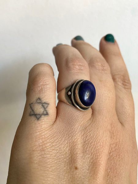 Vintage Sterling Perfect Lapis Ring sz 5 3/4