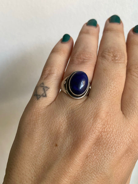 Vintage Sterling Perfect Lapis Ring sz 5 3/4