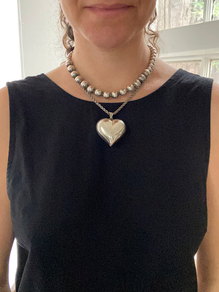 Vintage XL Puffy Heart Necklace