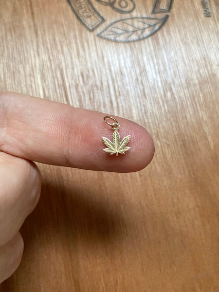 14k Gold Itty Bitty Leaf Charm