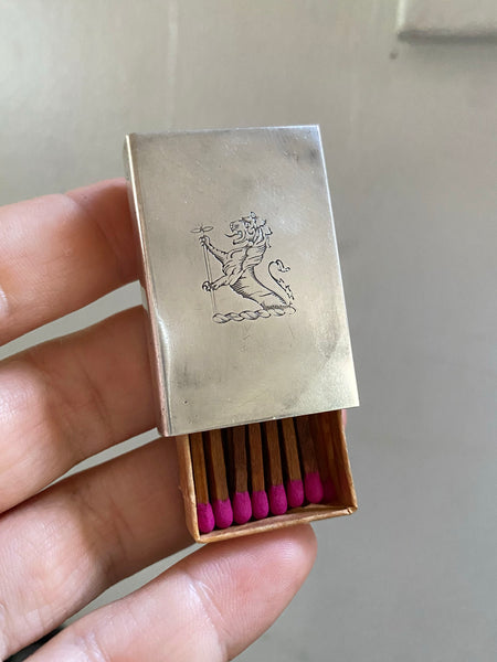 Vintage Sterling Silver Lion Matchbox Cover
