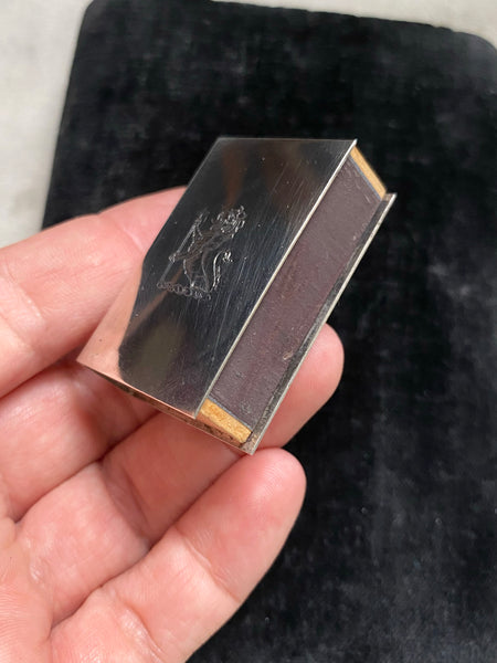 Vintage Sterling Silver Lion Matchbox Cover
