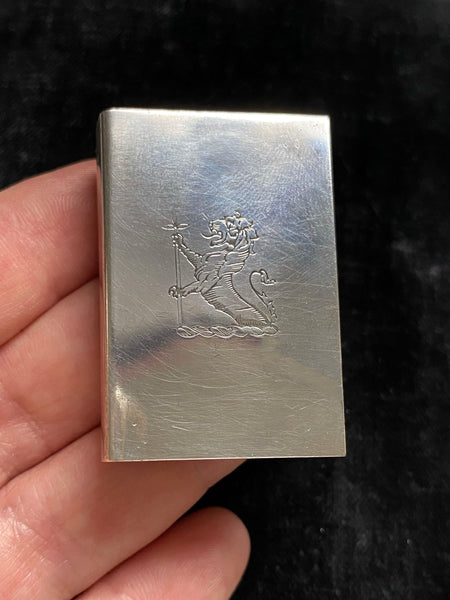 Vintage Sterling Silver Lion Matchbox Cover