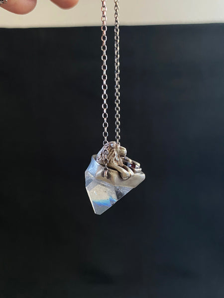 OOAK Apophyllite + Garnet Lion Talisman
