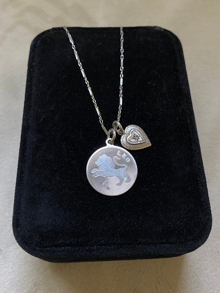 Vintage Leo Disc Charm Necklace
