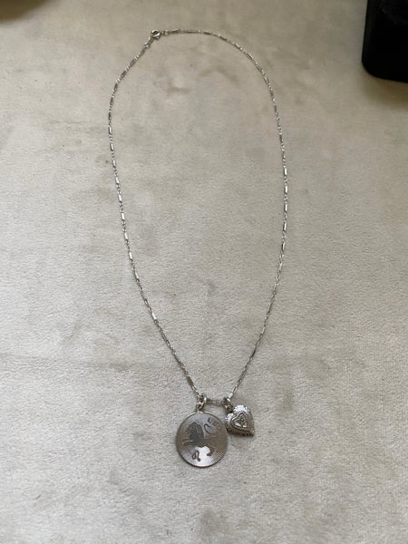 Vintage Leo Disc Charm Necklace