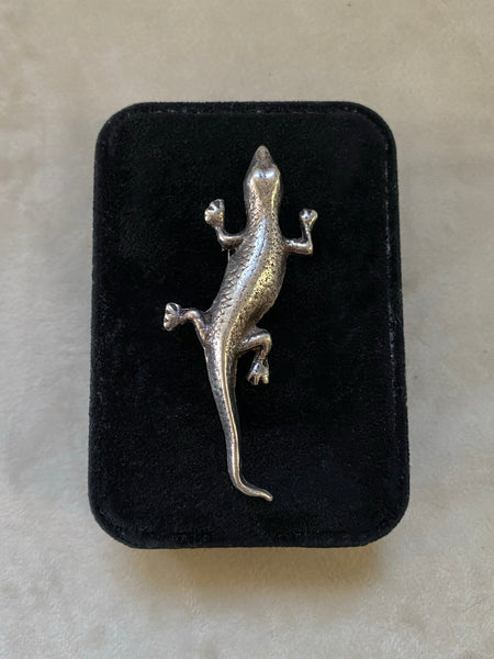 Vintage Sterling Silver Lizard Brooch