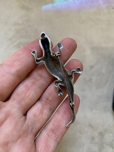 Vintage Sterling Silver Lizard Brooch