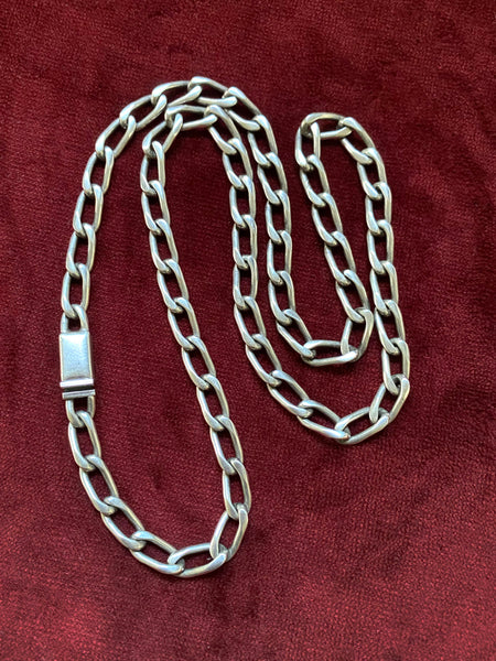 26" Vintage Mexican Sterling Chunky Elongated Curb Chain (SO GOOD)