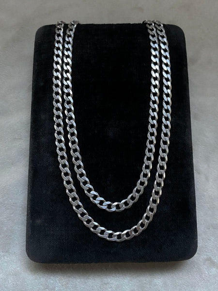 Vintage Italian Sterling Silver 30" Curb Chain
