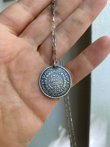 Vintage Moroccan Coin Necklace with Moonstone