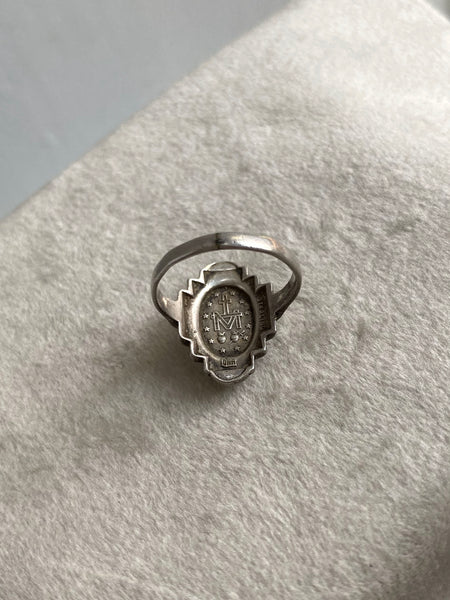 Vintage Sterling Miraculous Medal Ring sz 7