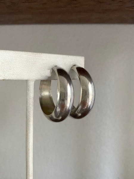 Vintage Mexican Sterling Silver Classic Hollow Form Hoops