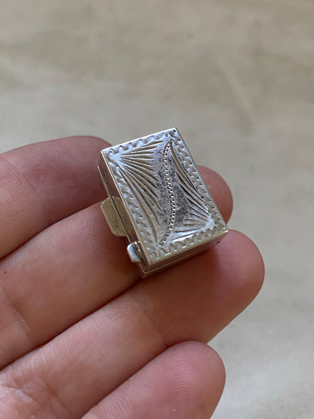 Tiny Engraved Vintage Sterling Pillbox