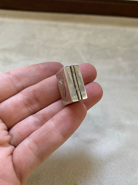 Tiny Engraved Vintage Sterling Pillbox