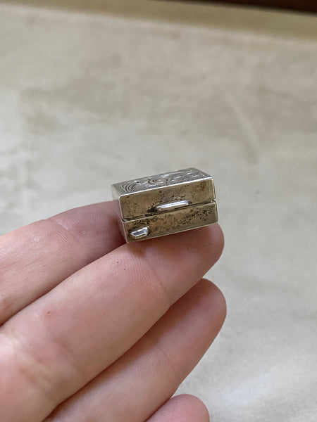 Tiny Engraved Vintage Sterling Pillbox