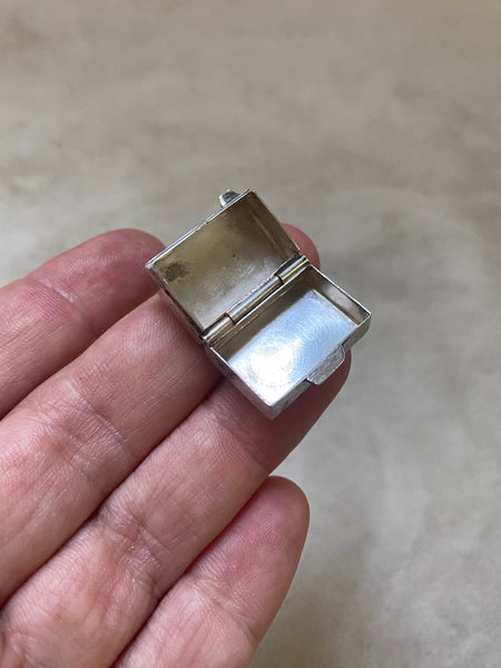 Tiny Engraved Vintage Sterling Pillbox