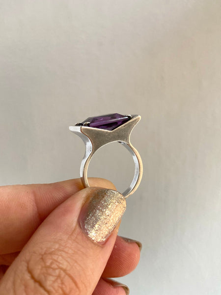 Vintage Sterling Mexican Modernist Ring sz 6.25