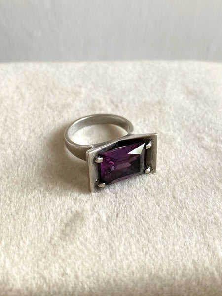 Vintage Sterling Mexican Modernist Ring sz 6.25