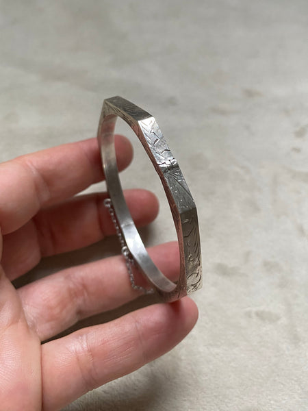 Vintage Sterling Octogon Hinged Cuff Bracelet