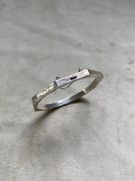 Vintage Sterling Octogon Hinged Cuff Bracelet