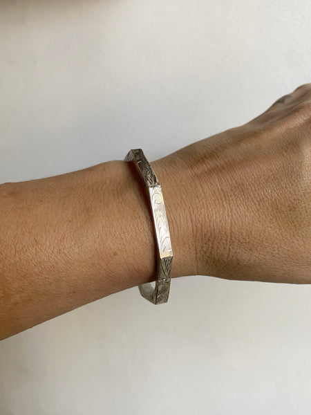 Vintage Sterling Octogon Hinged Cuff Bracelet