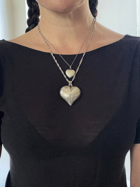 Vintage Sterling Engraved Heart Locket Necklace