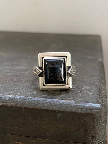 Handmade Onyx Signet Ring 7.5